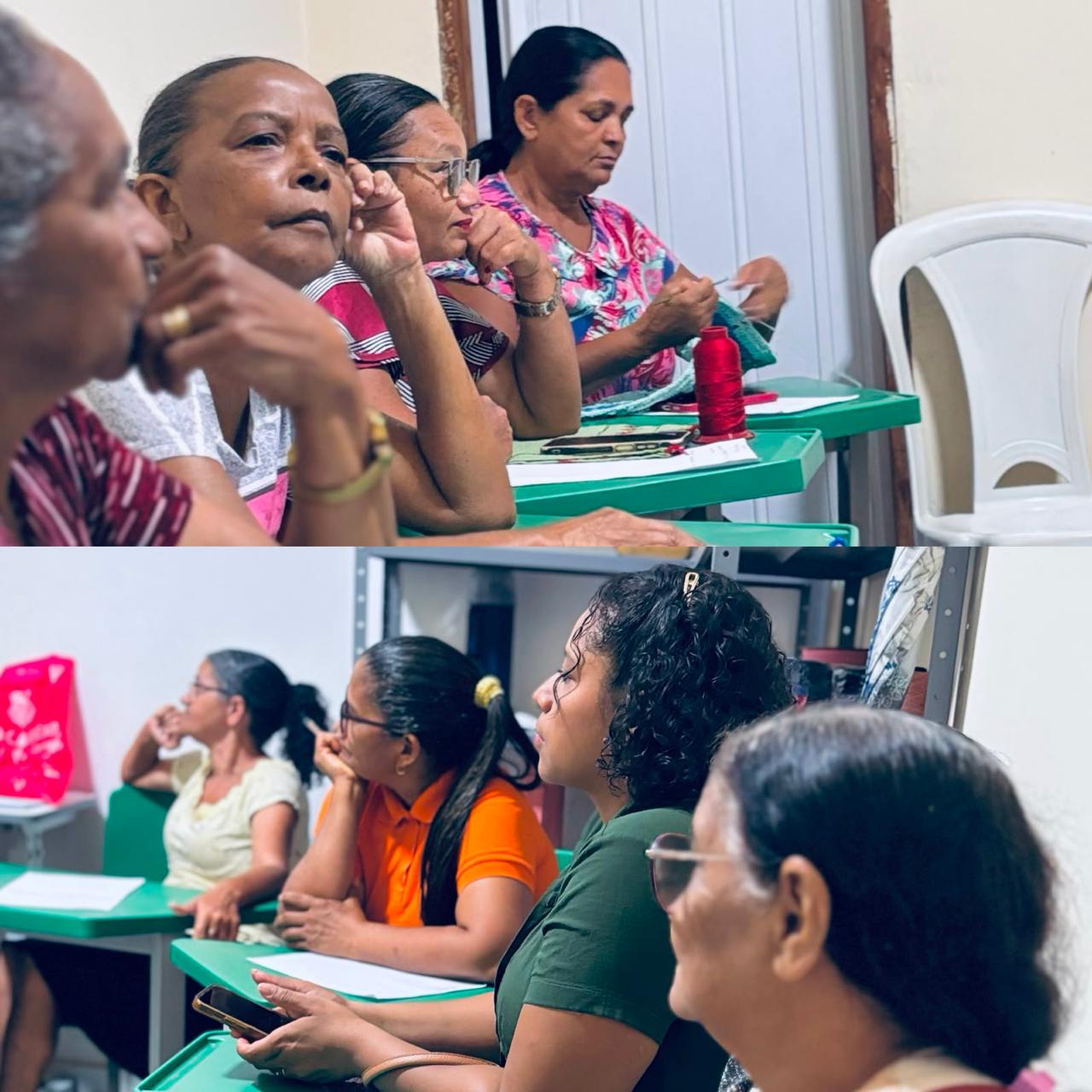 Participantes reunidas em uma oficina do Programa Impulso Mulher
